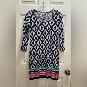 Lilly Pulitzer Beacon T-Shirt Dress 3/4 Sleeves Beachy Preppy Fish Print XXS